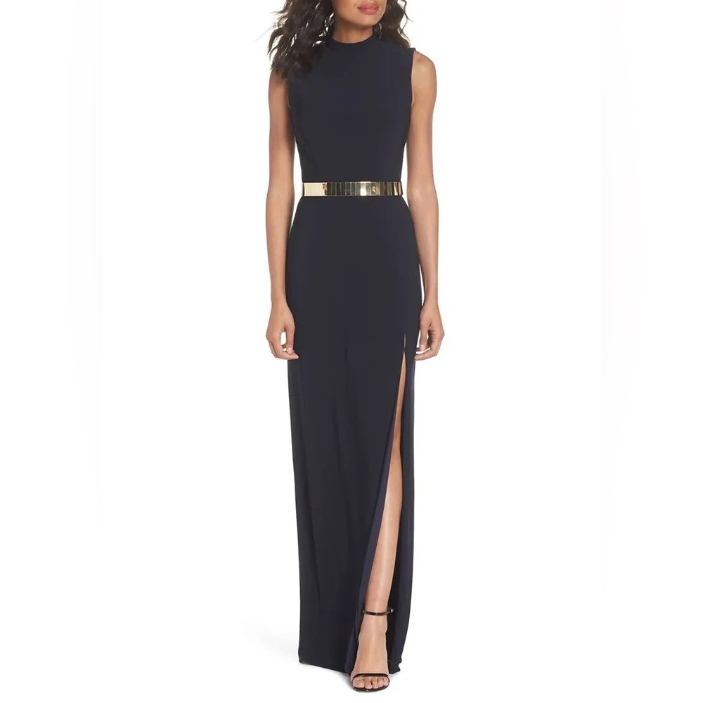 Ieena For Mac Duggal Women’s Elegant Navy Blue Sleeveless Prom Maxi Dress Size 6
